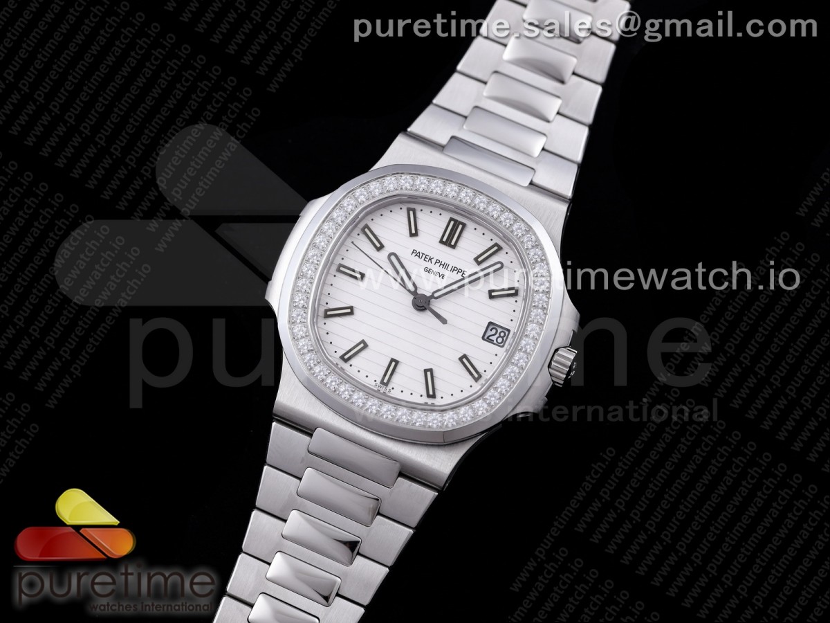 PP공장 V3 파텍필립 노틸러스 화이트다이얼 다이아베젤 브슬 / Nautilus 57111A PPF 11 Best Edition White Dial Diamonds Bezel on SS Bracelet 324CS (Free box) V3