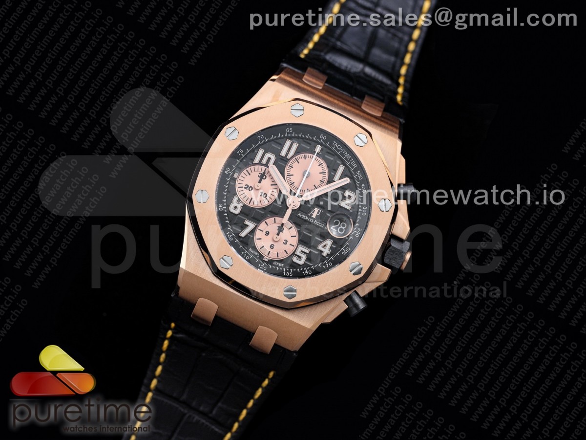 JF공장 V2 오데마피게 로얄오크 오프쇼어 2019 로즈골드 가죽 금통 / Royal Oak Offshore 2019 Gold JF 11 Best Edition on Black Leather Strap A3126 V2 w Cyclops and DW Mod