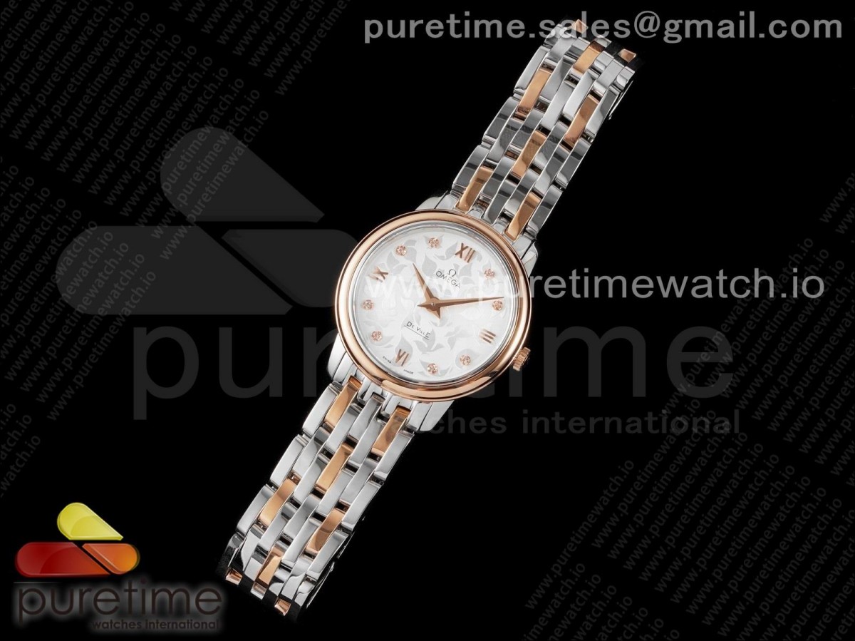ZF공장 오메가  드빌 화이트 텍스쳐 로만다이얼 옐로우골드 콤비 브슬 / Ville Prestige Quartz 27mm SS/YG ZF 1:1 Best Edition White Textured Dial on SS/YG Bracelet Jap Quartz
