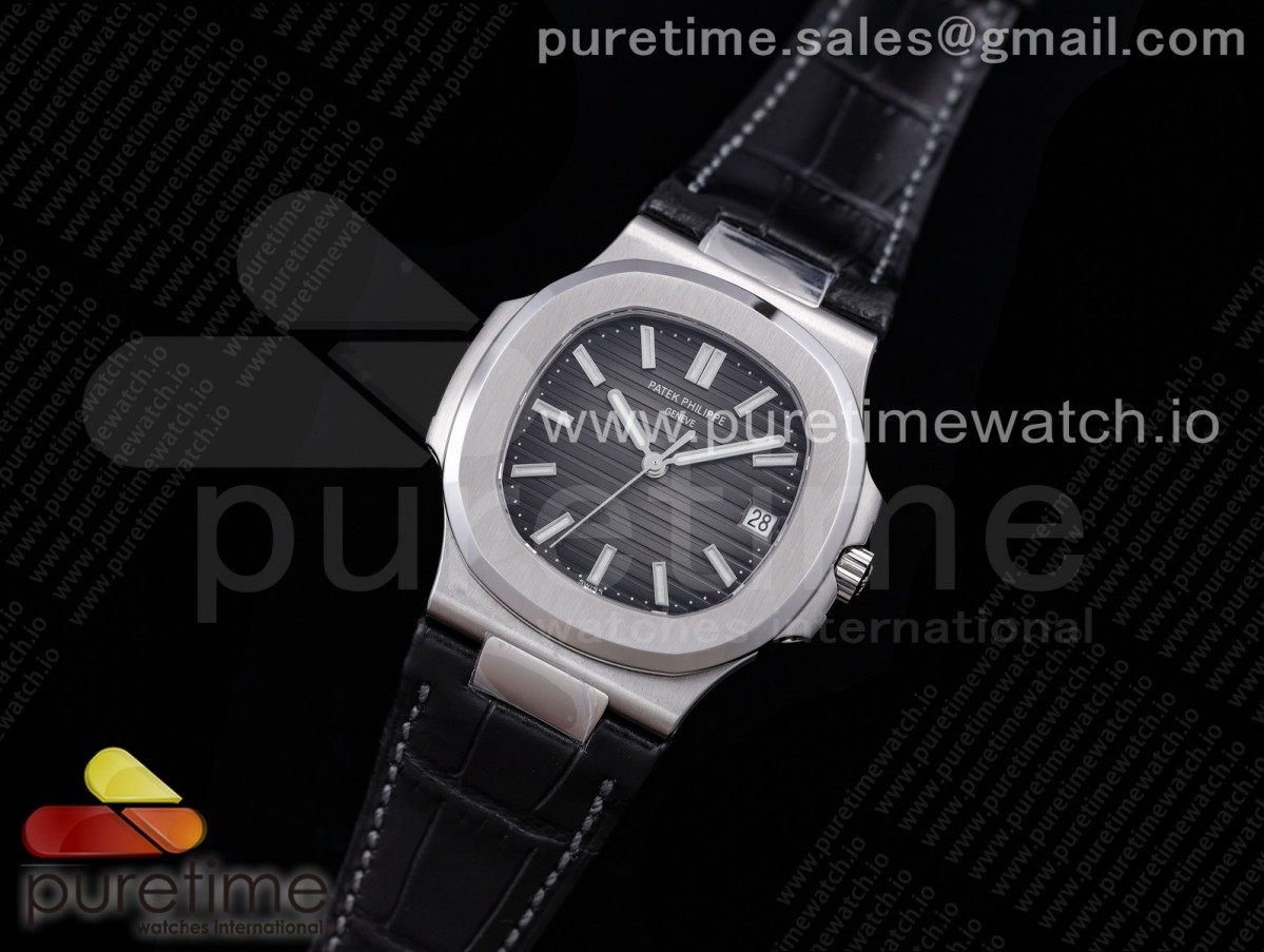 GR공장 파텍필립 노틸러스 5711 블랙다이얼 블랙가죽 / Nautilus 5711 SS GRF 11 Best Edition Black Textured Dial on Black Leather Strap 324CS