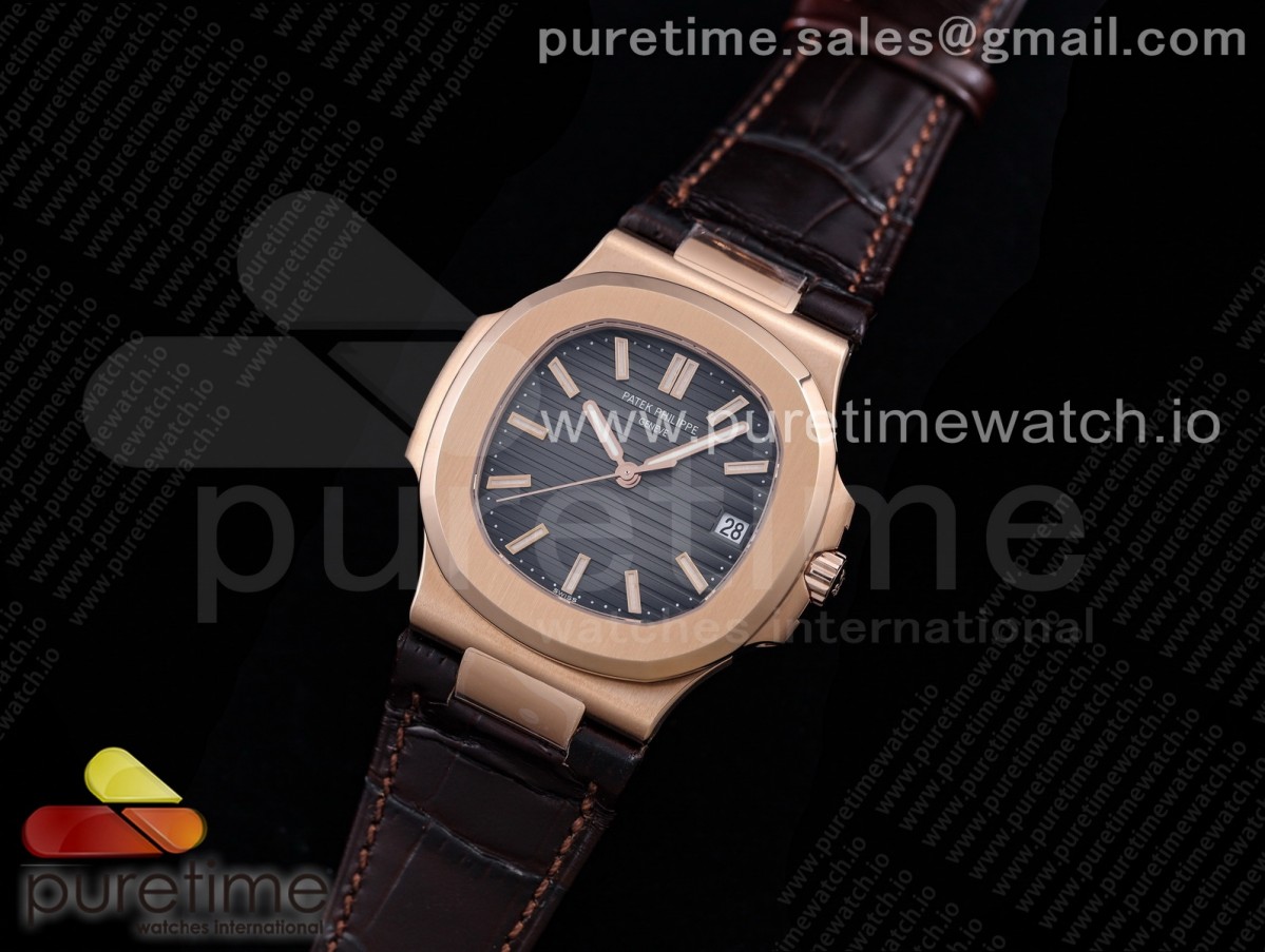 GR공장 파텍필립 노틸러스 5711 그레이다이얼 가죽 로즈골드 / Nautilus 5711 RG GRF 11 Best Edition Gray Textured Dial on Brown Leather Strap 324CS