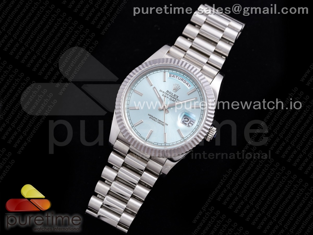 GM공장 롤렉스 데이데이트 40MM 블루 바인덱스 904L / Day Date 40 SS 904L Steel GMF 11 Best Edition Ice Blue Stick Dial on SS Bracelet A2836