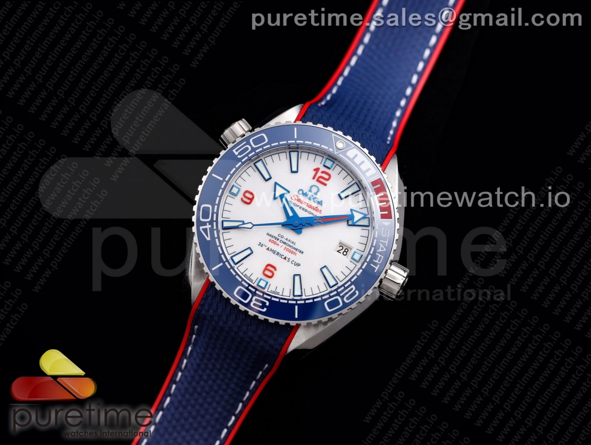 VS공장 오메가 플래닛오션 2021 아메리카컵 화이트다이얼 나일론스트랩 / Planet Ocean 2021 America's Cup SS VSF 11 Best Edition White Dial on Blue Nylon Strap A8900 Super Clone