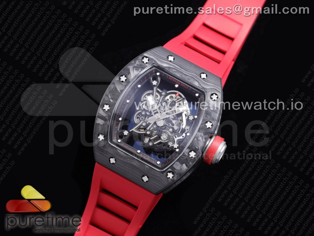 KV공장 V3 리차드밀 RM055 스켈레톤다이얼 블랙 레드크라운 레드러버 / RM055 NTPT KVF Best Edition Skeleton Dial Black on Red Rubber Strap MIYOTA8215 V3
