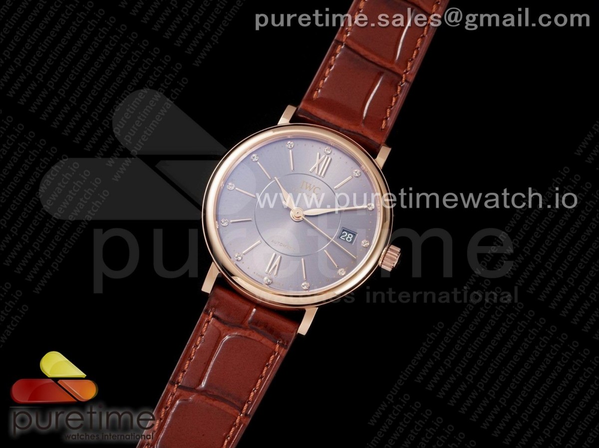V7공장 IWC 포르토피노 그레이다이얼 로즈골드 브라운가죽 / Portofino 37mm RG V7F 11 Best Edition Gray Dial on Deep Brown Leather Strap A2892