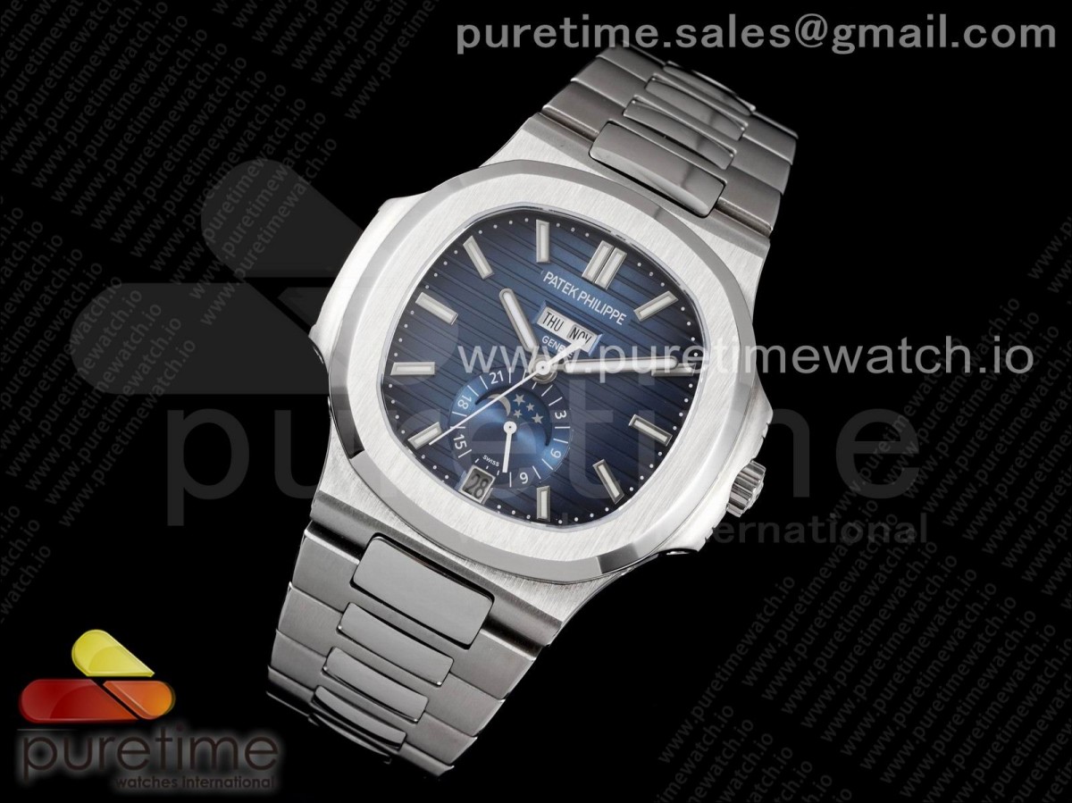 V9공장 V2 파텍필립 노틸러스 5726 컴플리케이트 블루다이얼 브슬 / Nautilus 5726 Complicated SS V9F 11 Best Edition Blue Textured Dial on SS Bracelet A324 V2