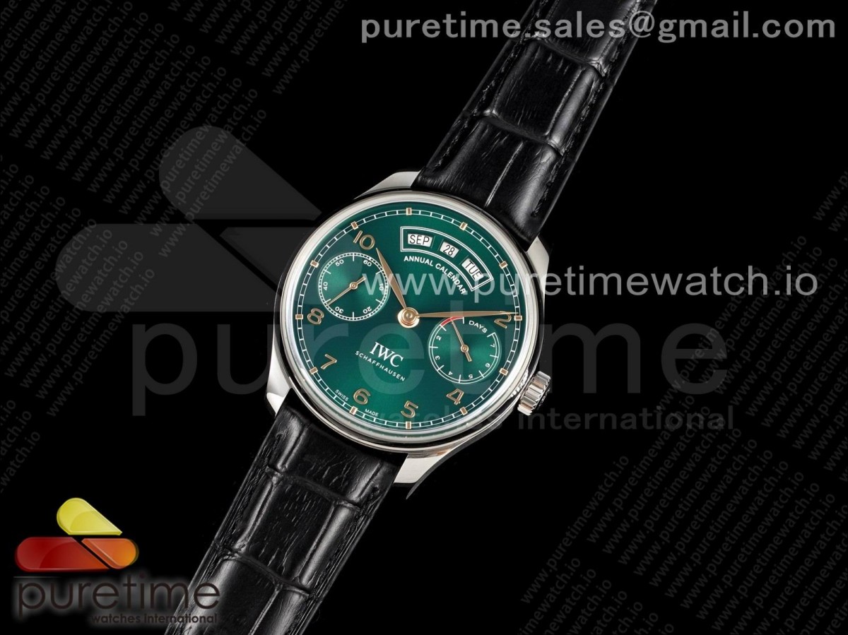 ZF공장 V5 IWC 포르투기저 503510 에뉴얼갤린더 그린다이얼 블랙가죽 부엉이 / Portuguese Real PR Real Annual Calendar IW503510 ZF 11 Best Edition Green Dial on Black Leather Strap A52850