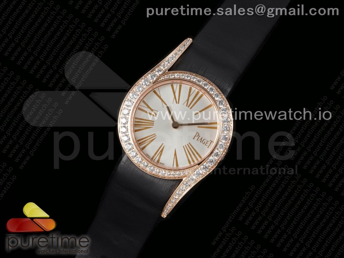 ZF공장 피아제 라임라이트 G0A45361 32MM 패브릭스트랩  / Limelight Gala G0A45361 32mm RG ZF 11 Best Edition Silver Dial on Black Fabric Strap Siwss Quartz