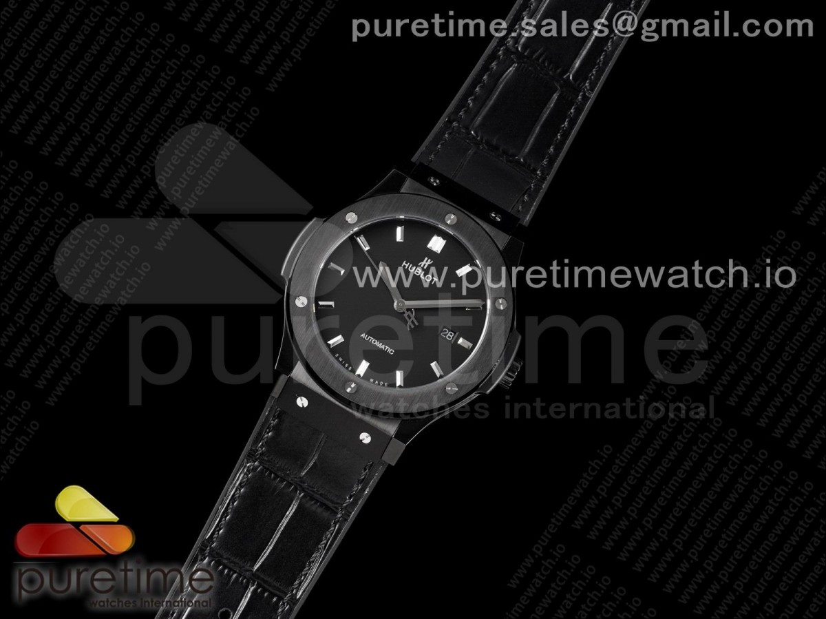 HB공장 위블로 클래식퓨전 45MM PVD 블랙다이얼 블랙거미스트랩 Classic Fusion 45mm PVD HBF 11 Best Edition Black Dial on Black Gummy Strap A2892