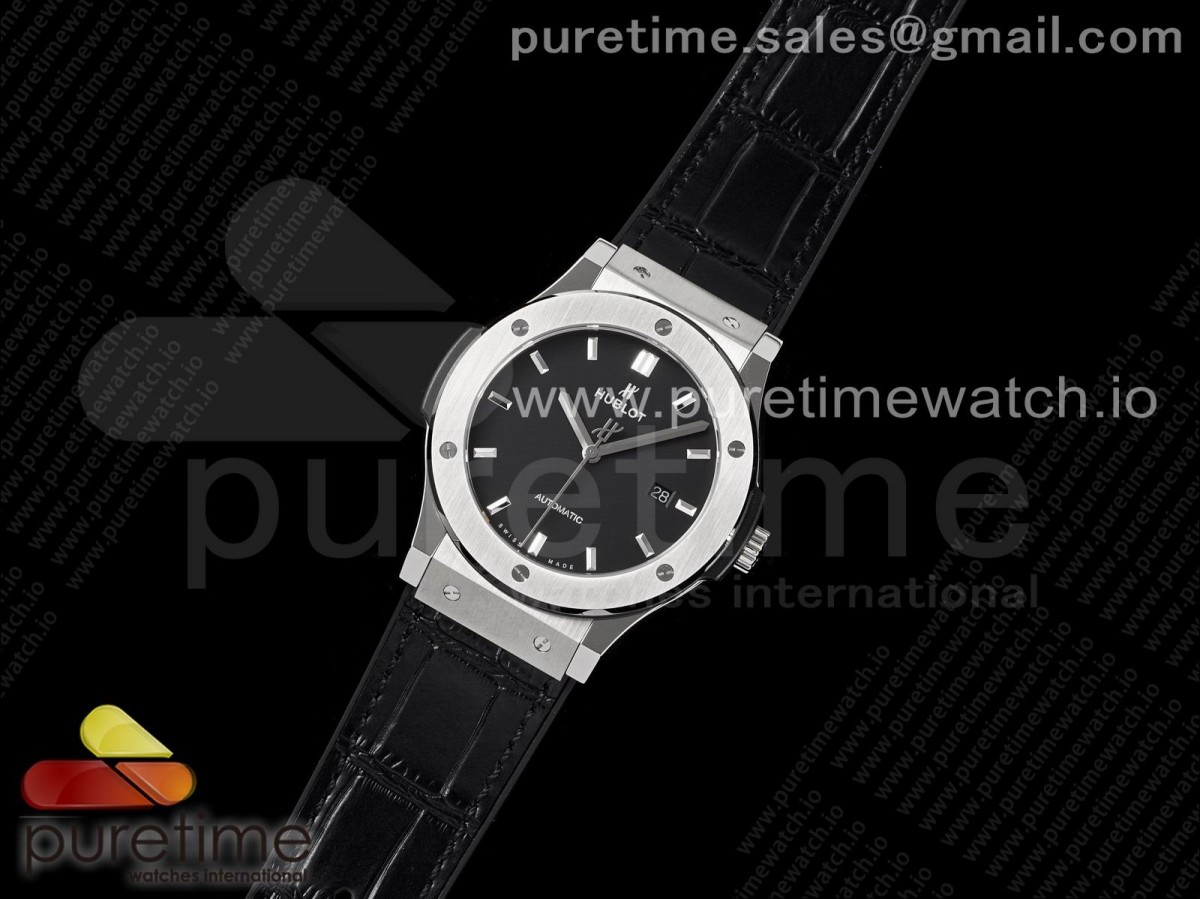 HB공장 위블로 클래식퓨전 45MM 블랙다이얼 블랙거미스트랩 Classic Fusion 45mm SS HBF 11 Best Edition Black Dial on Black Gummy Strap A2892