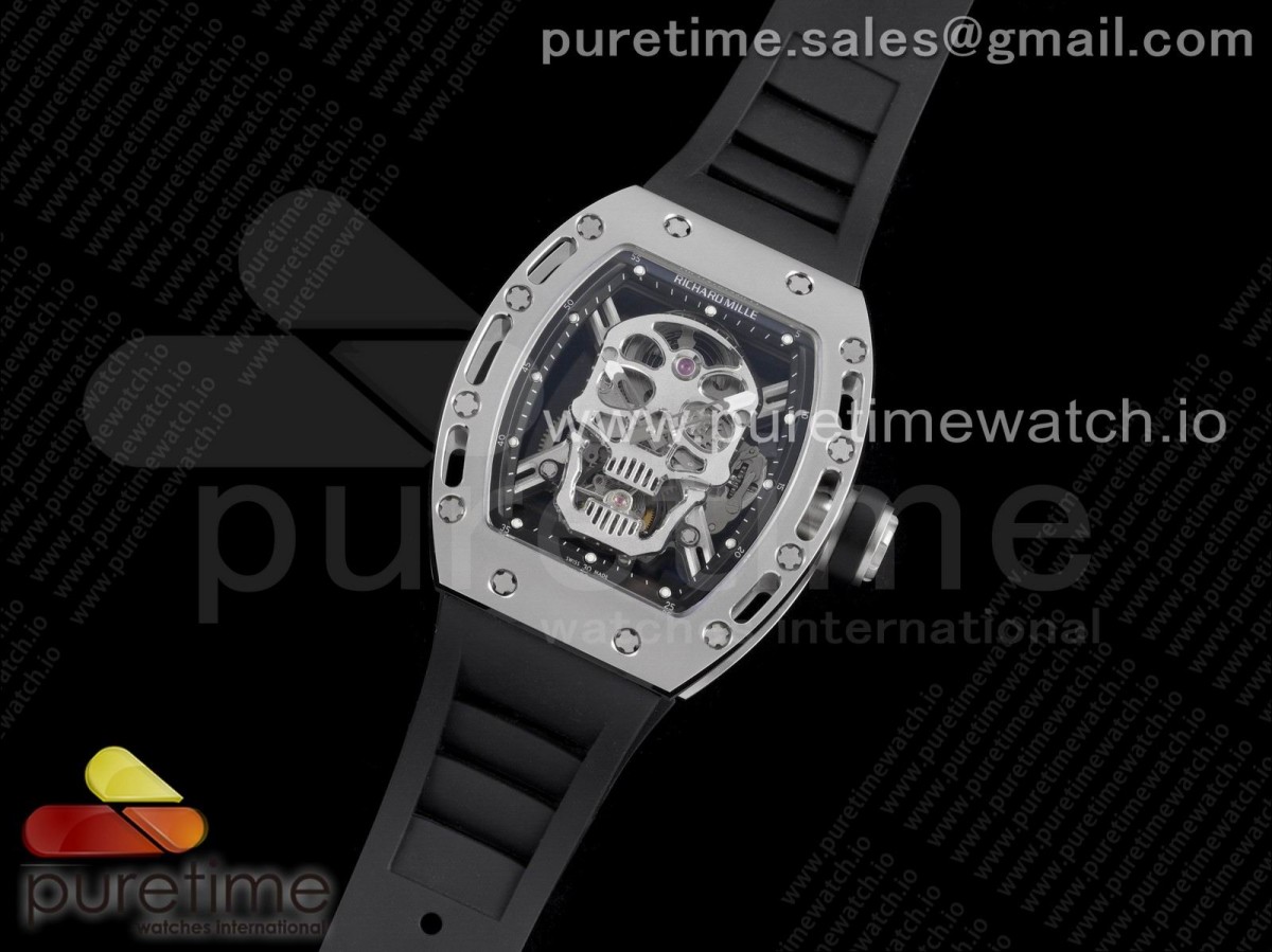 JB공장 리차드밀 RM052 리얼 투어빌론 스켈레톤다이얼 블랙러버 티타늄 / RM052 Skull Titanium Real Tourbillon JBF 11 Best Edition Skull Dial on Black Rubber Strap