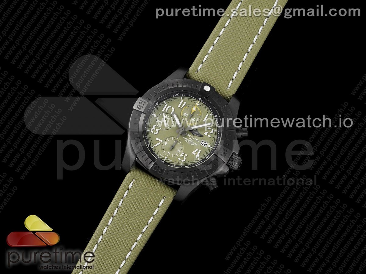 GF공장 브라이틀링 어벤져 밴딧 DLC 그린다이얼 나일론 / Avenger Bandit DLC GF 11 Best Edition Green Dial on Green Nylon Strap A7750