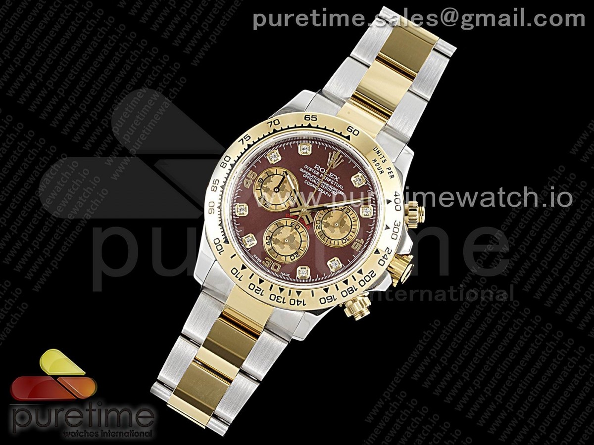 JH공장 롤렉스 데이토나 옐로우골드 콤비 브라운다이아인덱스 브슬 / Daytona SSYG JHF Best Edition Brown Diamonds Dial on SSYG Bracelet A4130
