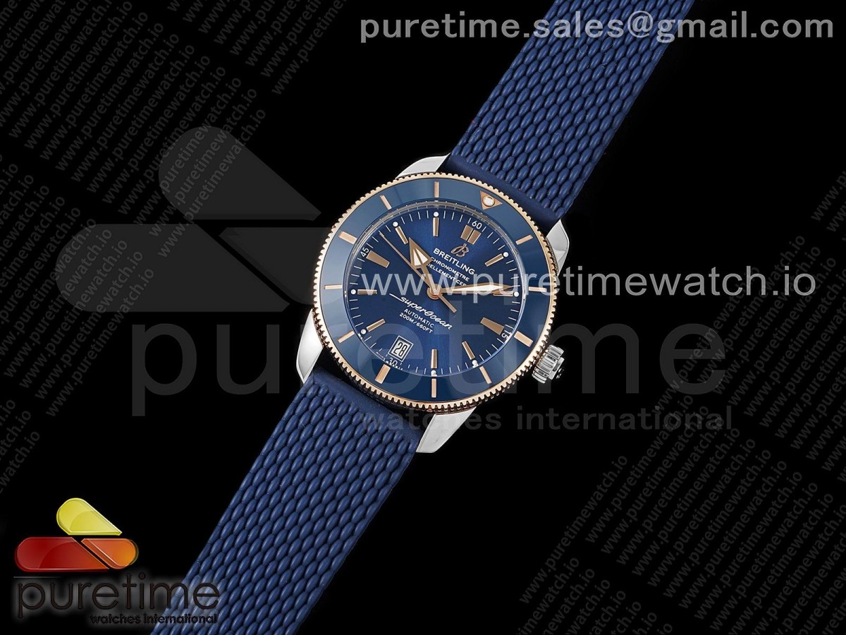 GF공장 브라이틀링 슈퍼오션 2 헤리티지 블루콤비 러버 / SuperOcean Heritage ii 42mm SSRG GF 11 Best Edition Blue Dial on Blue Rubber Strap A2824 V2