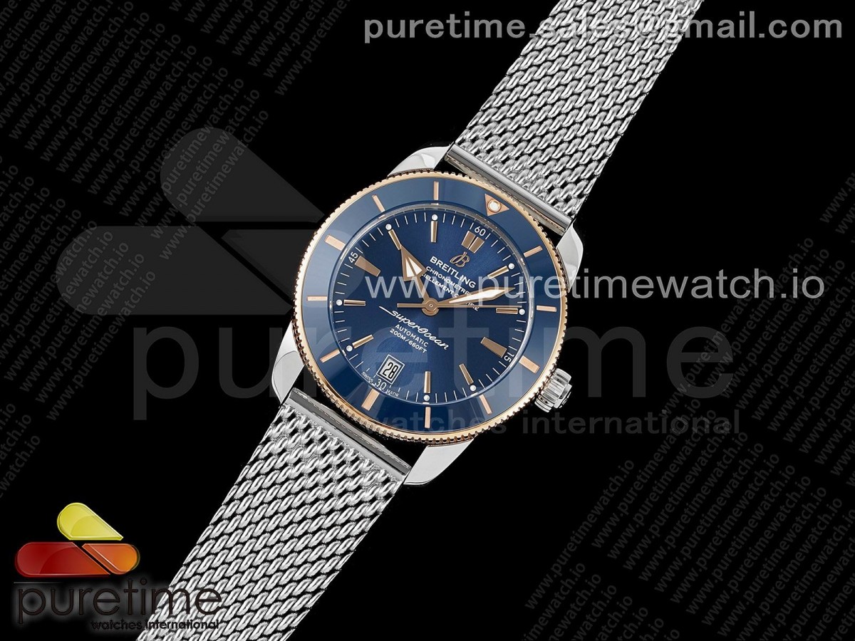 GF공장 브라이틀링 슈퍼오션 2 헤리티지 블루콤비 매쉬 / SuperOcean Heritage ii 42mm SSRG GF 11 Best Edition Blue Dial on SS Mesh Bracelet A2824 V2