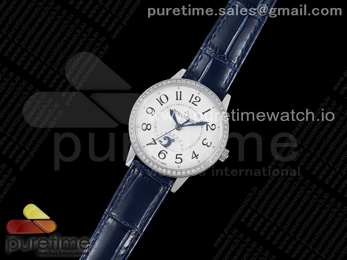 GF공장 예거르쿨트르 랑데뷰 다이아베젤 화이트다이얼블루가죽 / Rendez-Vous Night & Day SS GF 11 Best Edition White Dial Diamonds Bezel on Blue Leather Strap A898