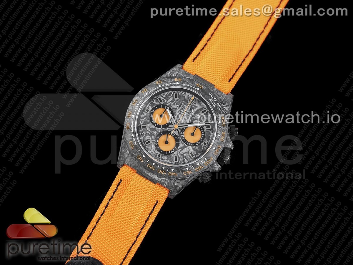 눕공장 데이토나 카본 DIW 블랙오렌지다이얼 오렌지스트랩 / Daytona DIW Carbon Noob 11 Best Edition BlackOrange Dial on Orange Nylon Strap SA4130