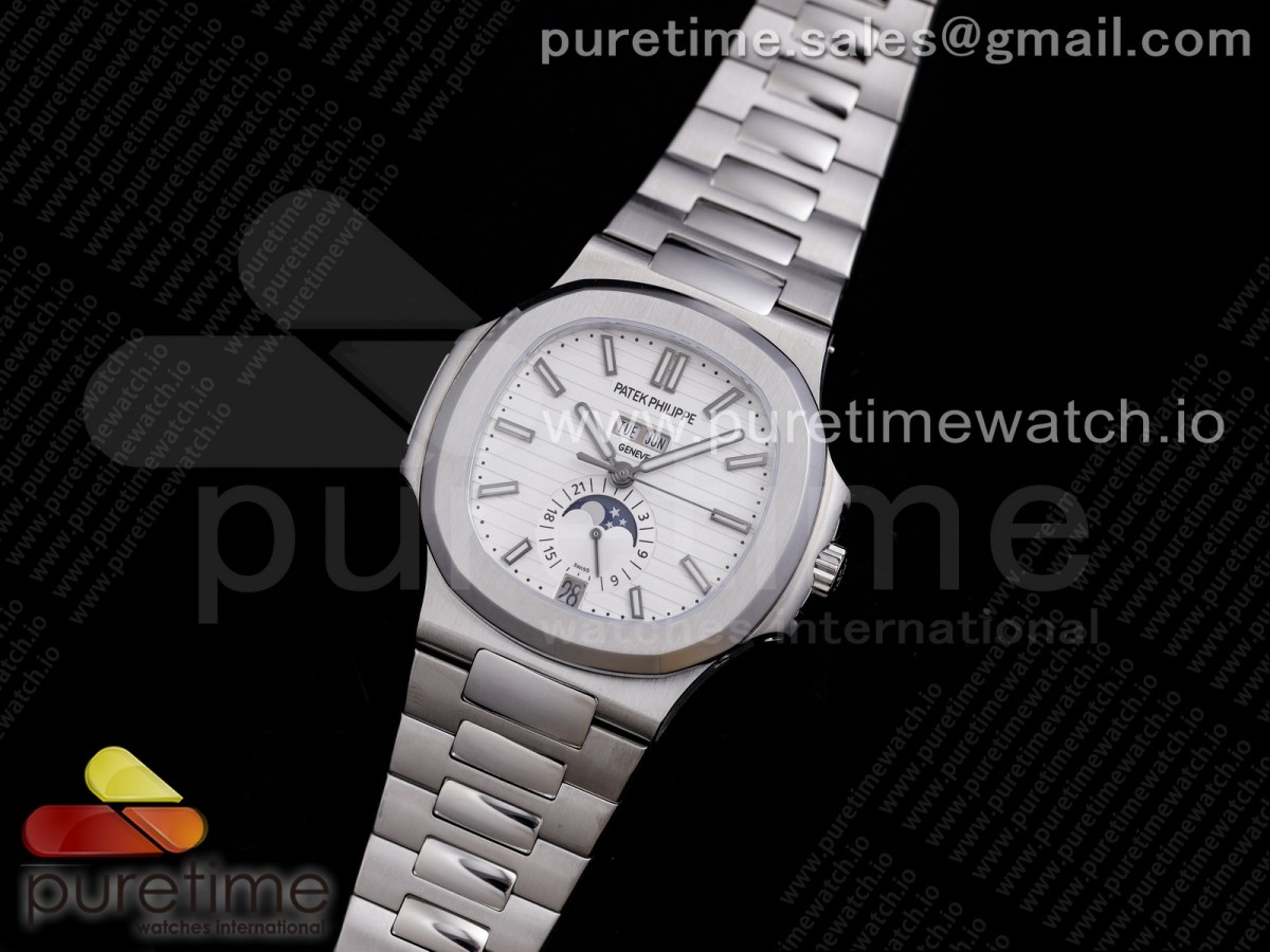 GREEN공장 파텍필립 노틸러스 5726 화이트다이얼 애뉴얼 캘린더 브슬 / Nautilus 5726 Complicated SS 'Green Maker' 11 Best Edition White Textured Dial on SS Bracelet A324