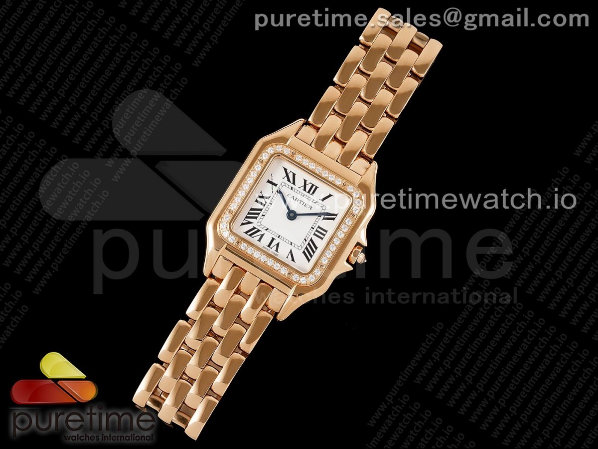 BV공장 까르띠에 팬더 27MM 로즈골드 브레이슬릿 다이아베젤 쿼츠 / Panthère 27mm BVF 11 Best Edition RG White Dial Diamonds Bezel on RG Bracelet Ronda Quartz