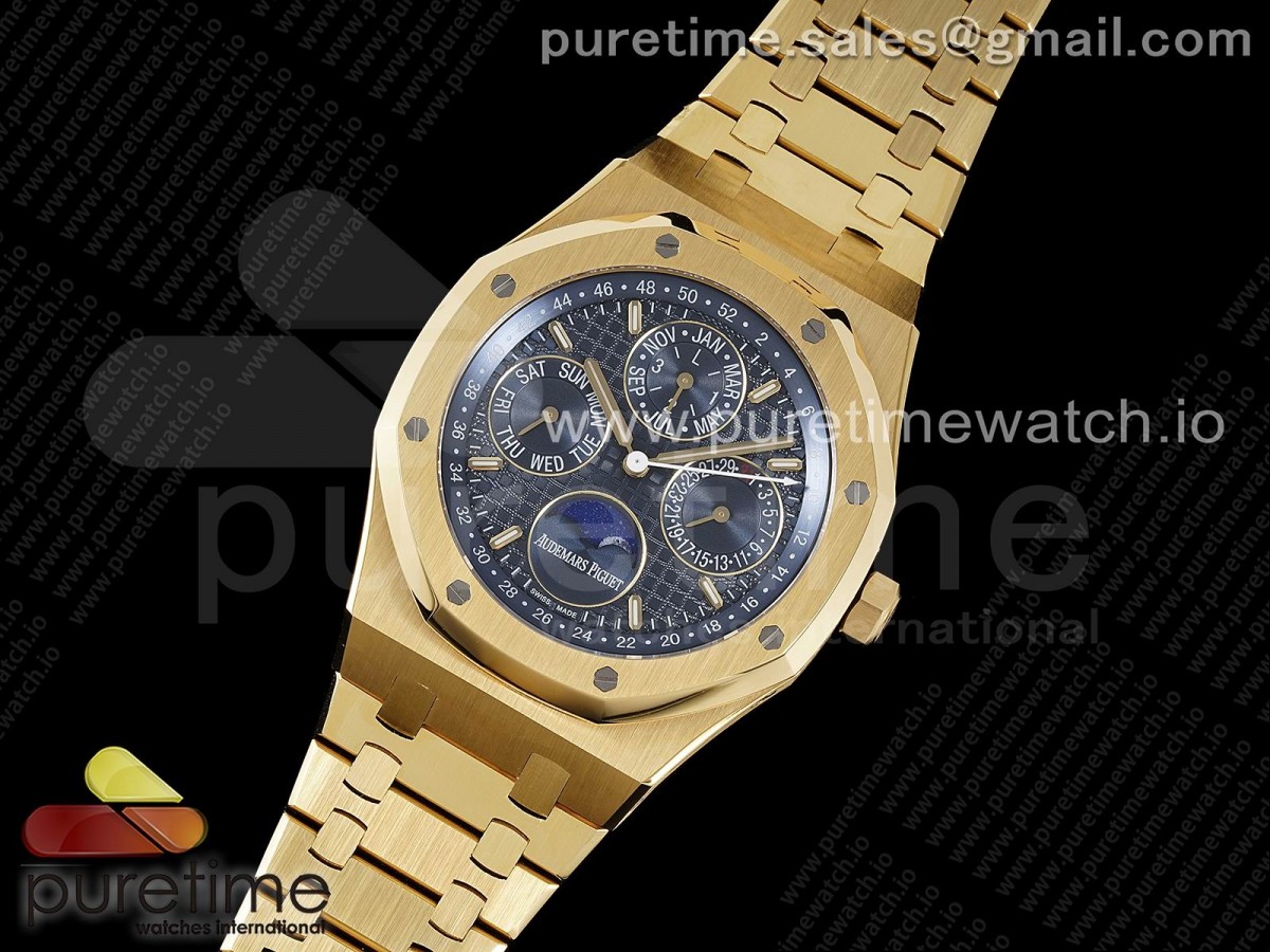 APS공장 오데마피게 로얄오크 오프쇼어 41MM 옐로우골드 블루다이얼 브슬  Royal Oak 41mm Complicated 26574 YG APSF11 Best Edition Blue Dial on YG Bracelet A5134