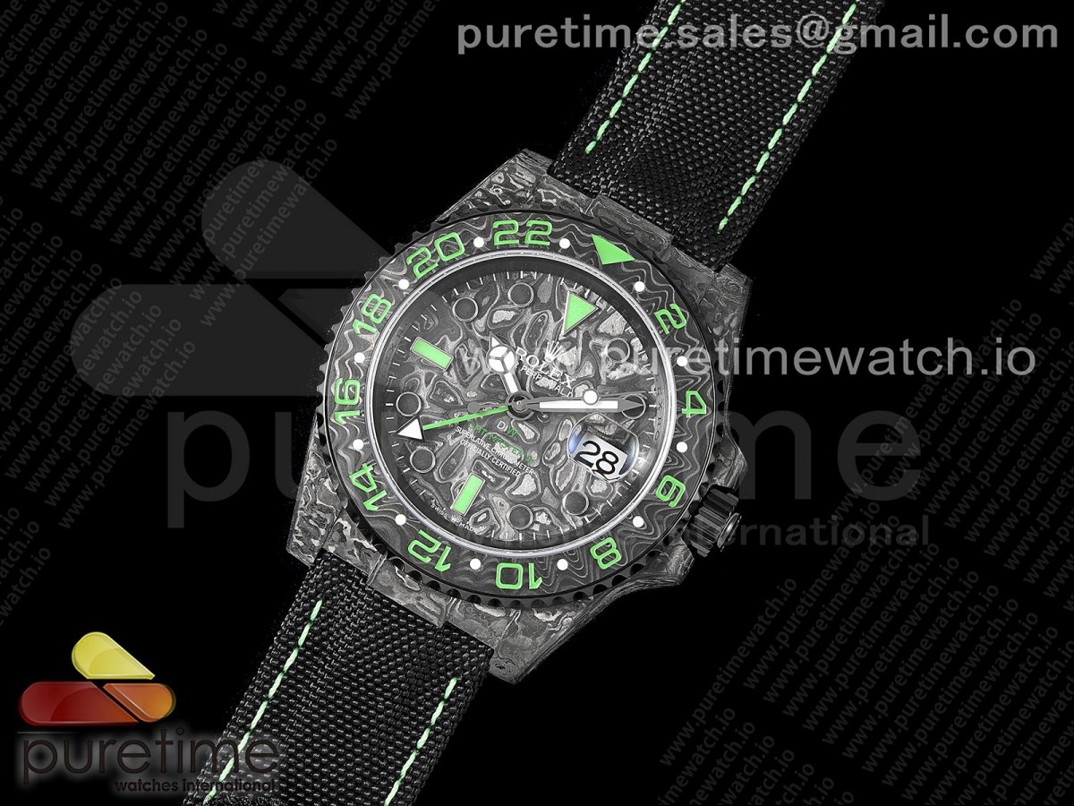 OM공장 롤렉스 GMT마스터 DIW카본 블랙그린 블랙다이얼 나일론 / GMT DIW Carbon OMF Best Edition BlackGreen Black Dial on Black Nylon Strap SA3186 CHS