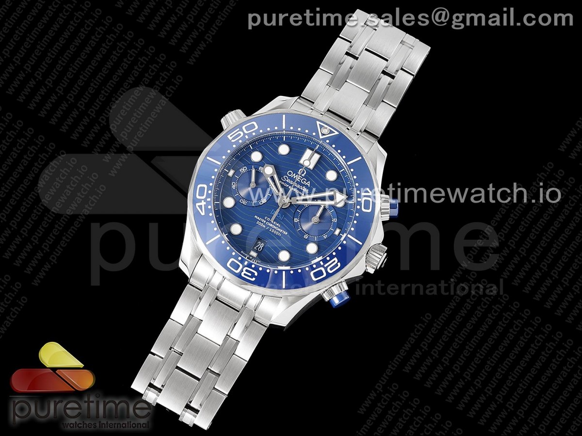 OM공장 오메가 씨마스터 다이버300 크로노 블루다이얼 블루 /  Seamaster 300M Chrono SS OMF 11 Best Edition Blue Dial on SS Bracelet A9900