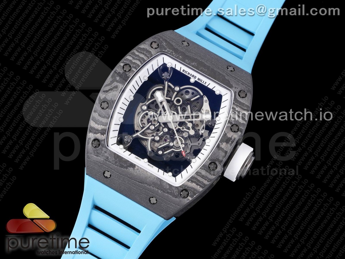 ZF공장 V3 RM035-02 NTPT 스켈레톤화이트다이얼 블루러버 / RM035-02 Real NTPT ZF 11 Best Edition Skeleton White Dial on Blue Rubber Strap NH05A V3