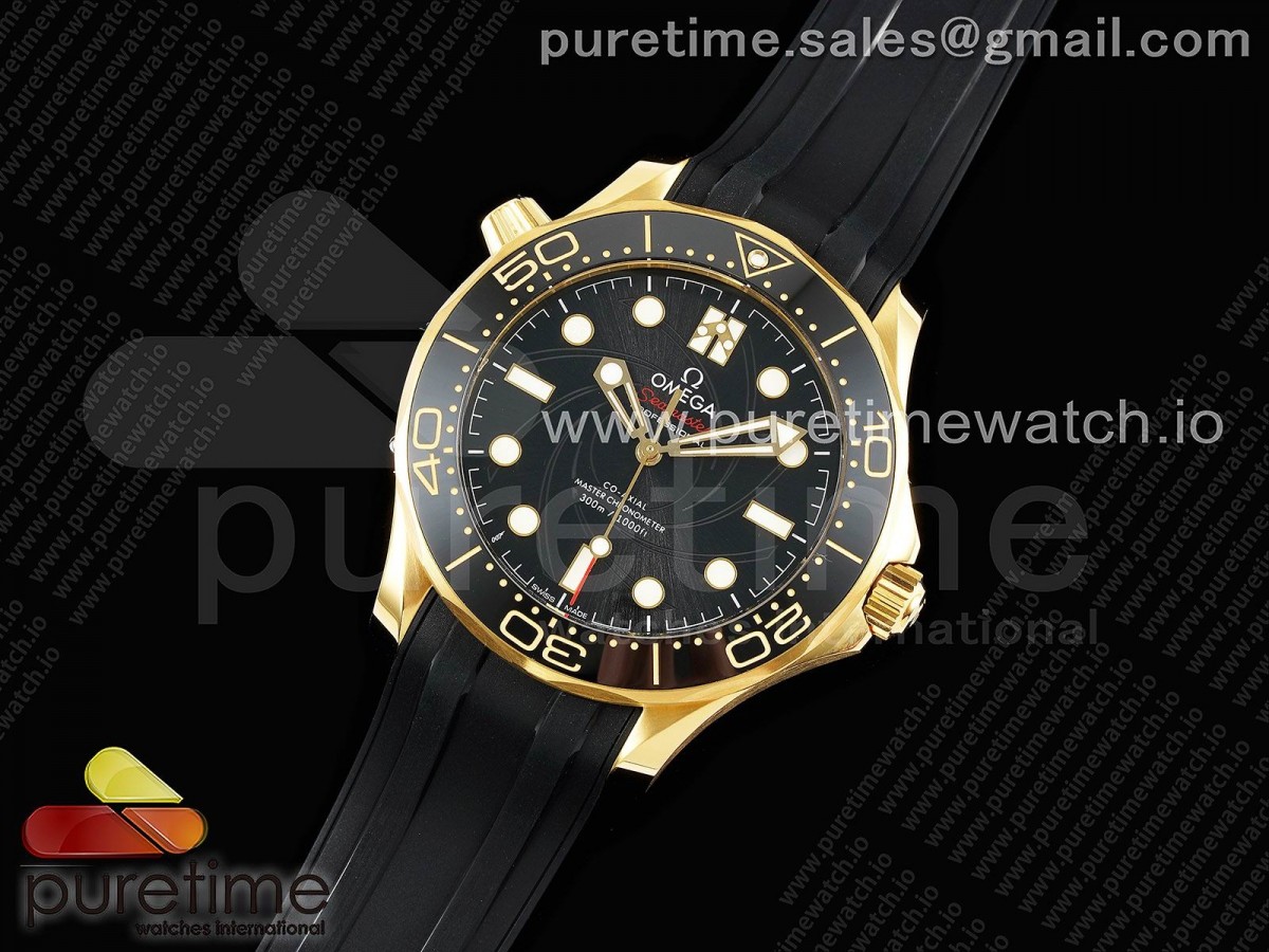 OR공장 오메가 씨마스터 다이버 300 007 제임스본드 금통 러버 / Seamaster Diver 300M YG 007 James Bond ORF 11 Best Edition on Black Rubber Strap A8807