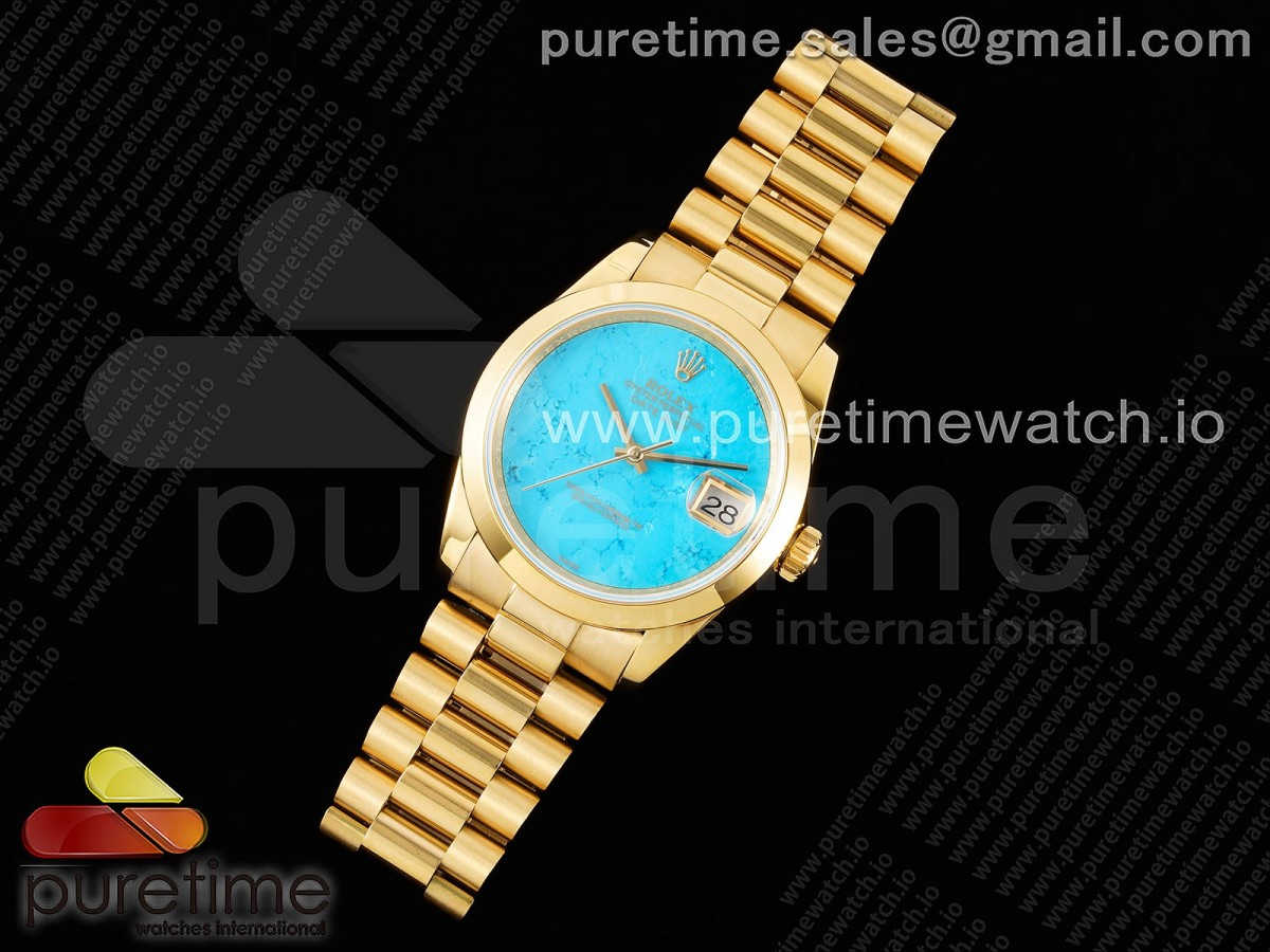 DD공장 롤렉스 데이데이트 36MM 옐로우골드 금통 블루스톤다이얼 브슬 / Day Date 36 YG DDF Best Edition Polished Bezel Blue Stone Dial on YG Bracelet A2836