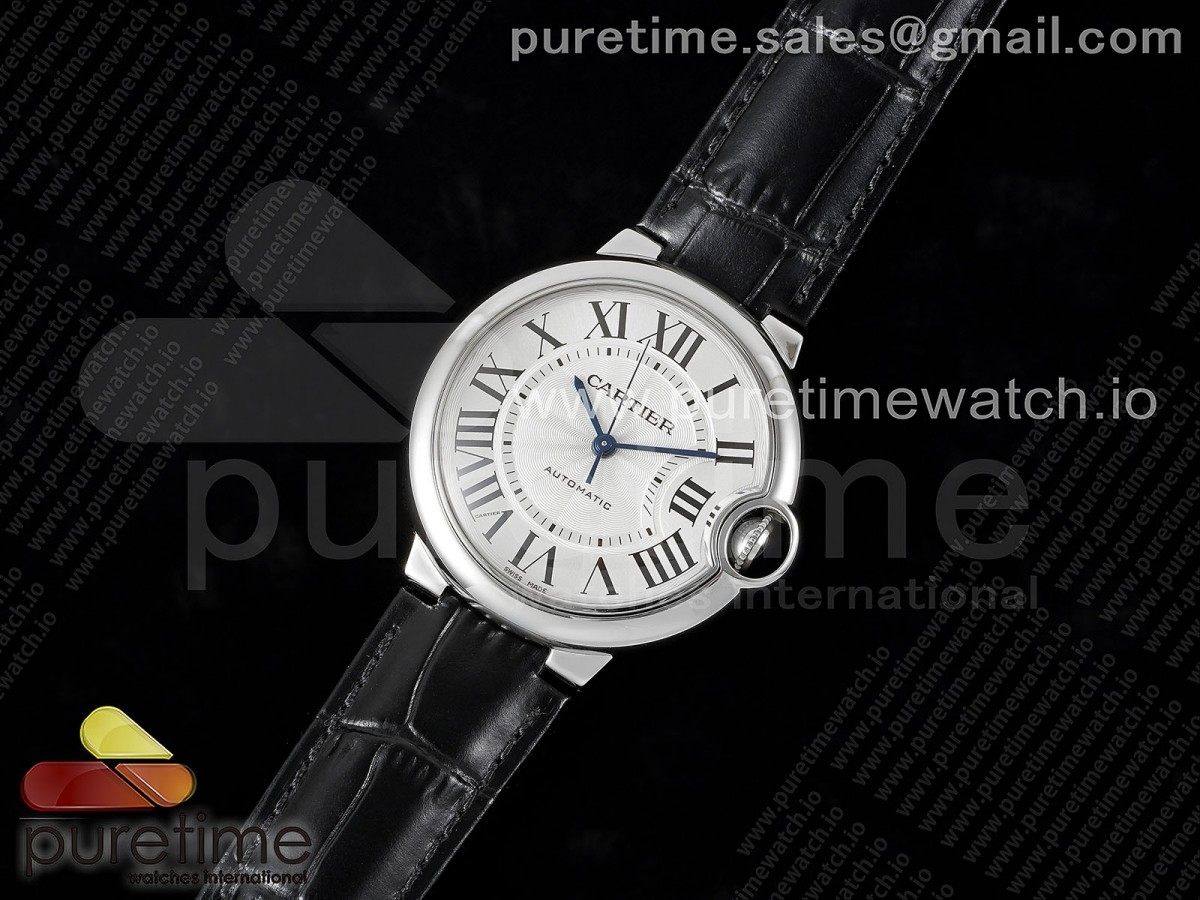 3K공장 발롱블루 36MM 화이트 가죽 오토 / Ballon Bleu 36mm SS 3KF 11 Best Edition White Dial on Black Leather Strap A076