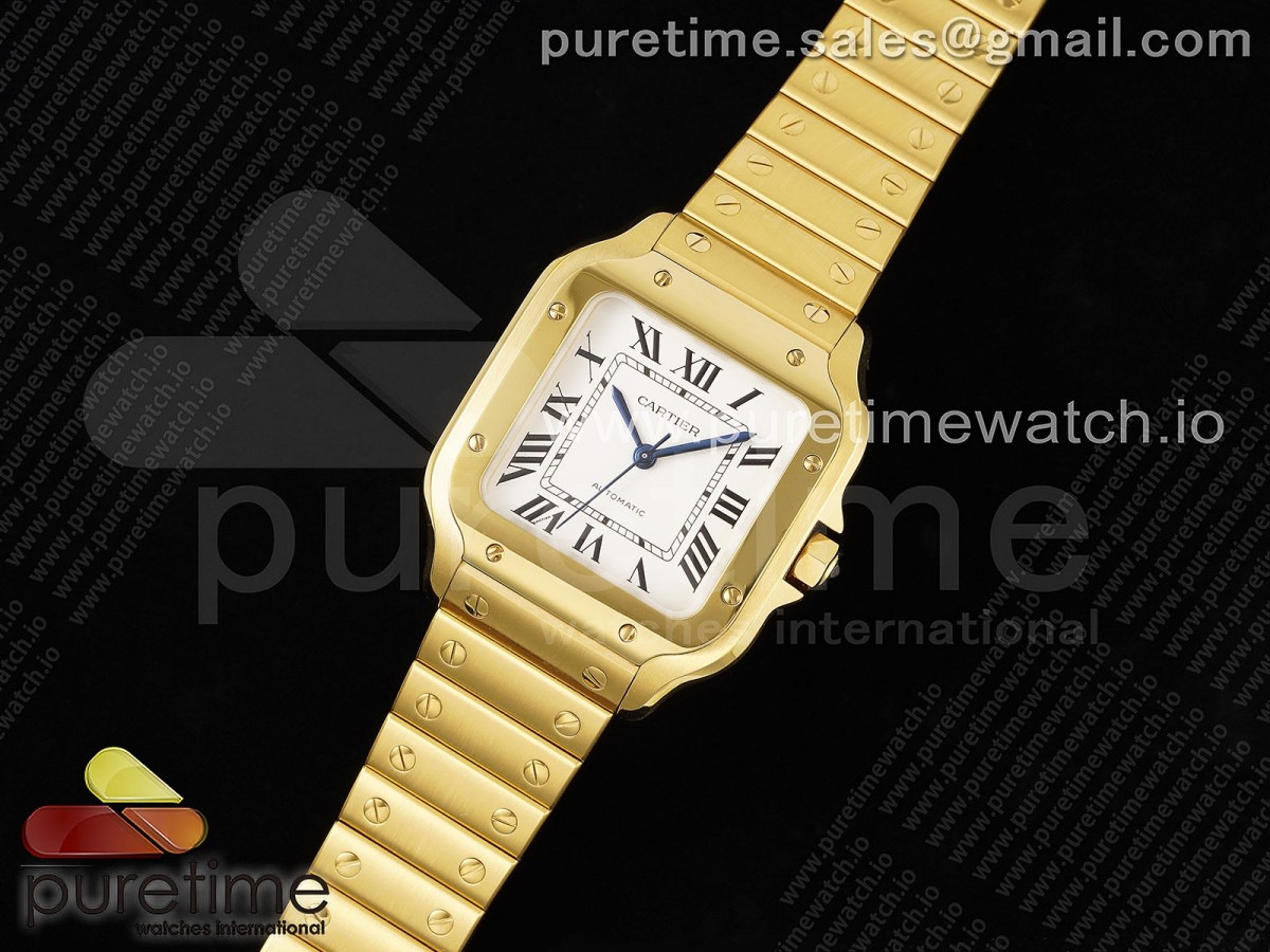 3K공장 까르띠에 산토스 드 화이트다이얼 35MM 옐로우골드 브슬 미디움 / Santos de Cartier 35mm YG 3KF 11 Best Edition White Dial on YG SmartLinks Bracelet MIYOTA 9015