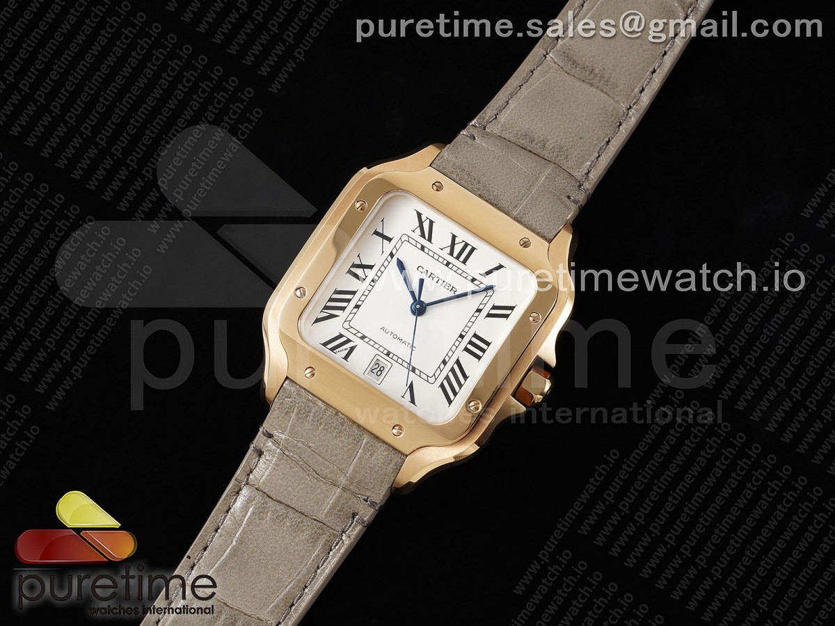 3K공장 까르띠에 산토스 드 화이트다이얼 로즈골드 40MM 그레이가죽 라지 / Santos de Cartier 40mm RG 3KF 11 Best Edition White Dial on Gray Leather Strap MIYOTA 9015