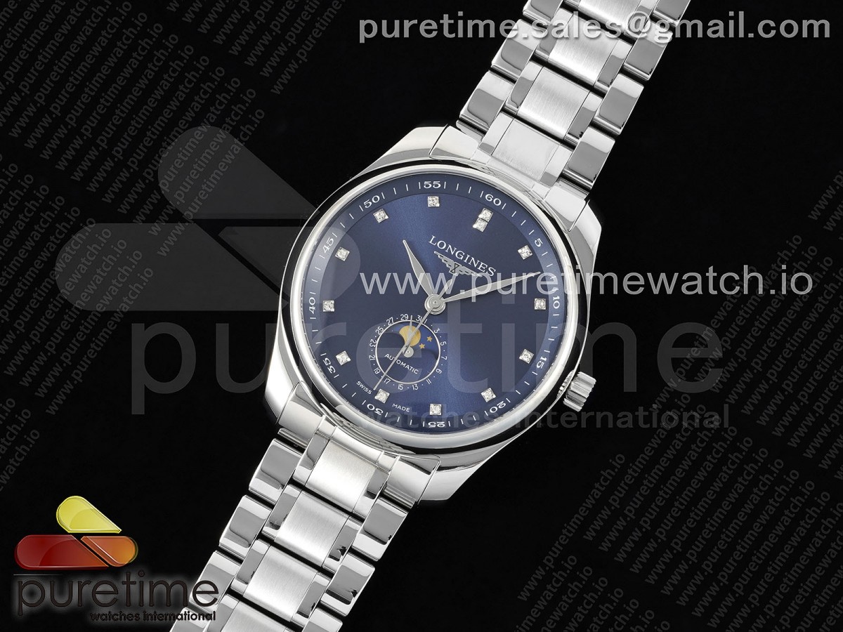 APS공장 론진 마스터 문페이즈 블루다이아 브슬 / Master Moonphase SS APSF 11 Best Edition Blue Diamonds Dial on SS Bracelet AL899