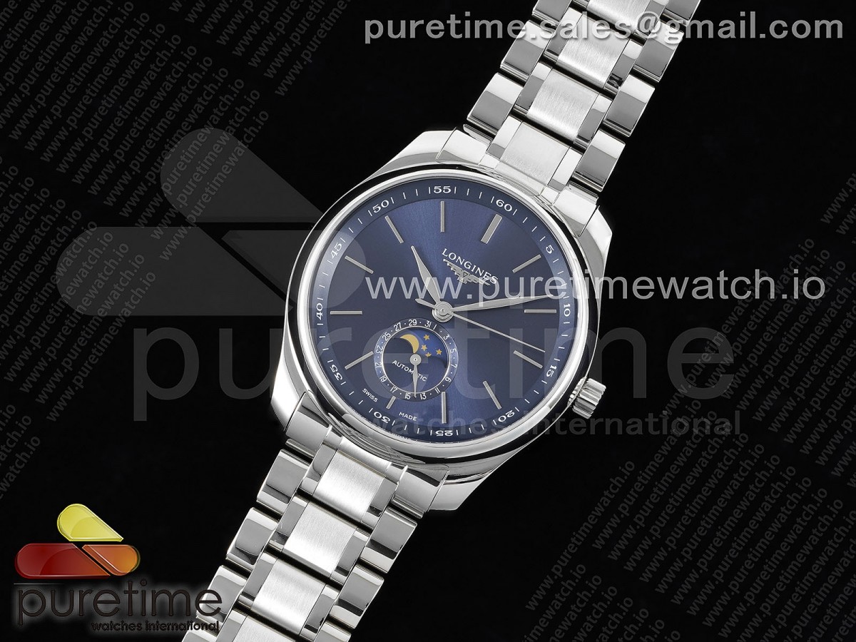 APS공장 론진 마스터 문페이즈 블루바인덱스 브슬 / Master Moonphase SS APSF 11 Best Edition Blue Stick Dial on SS Bracelet AL899