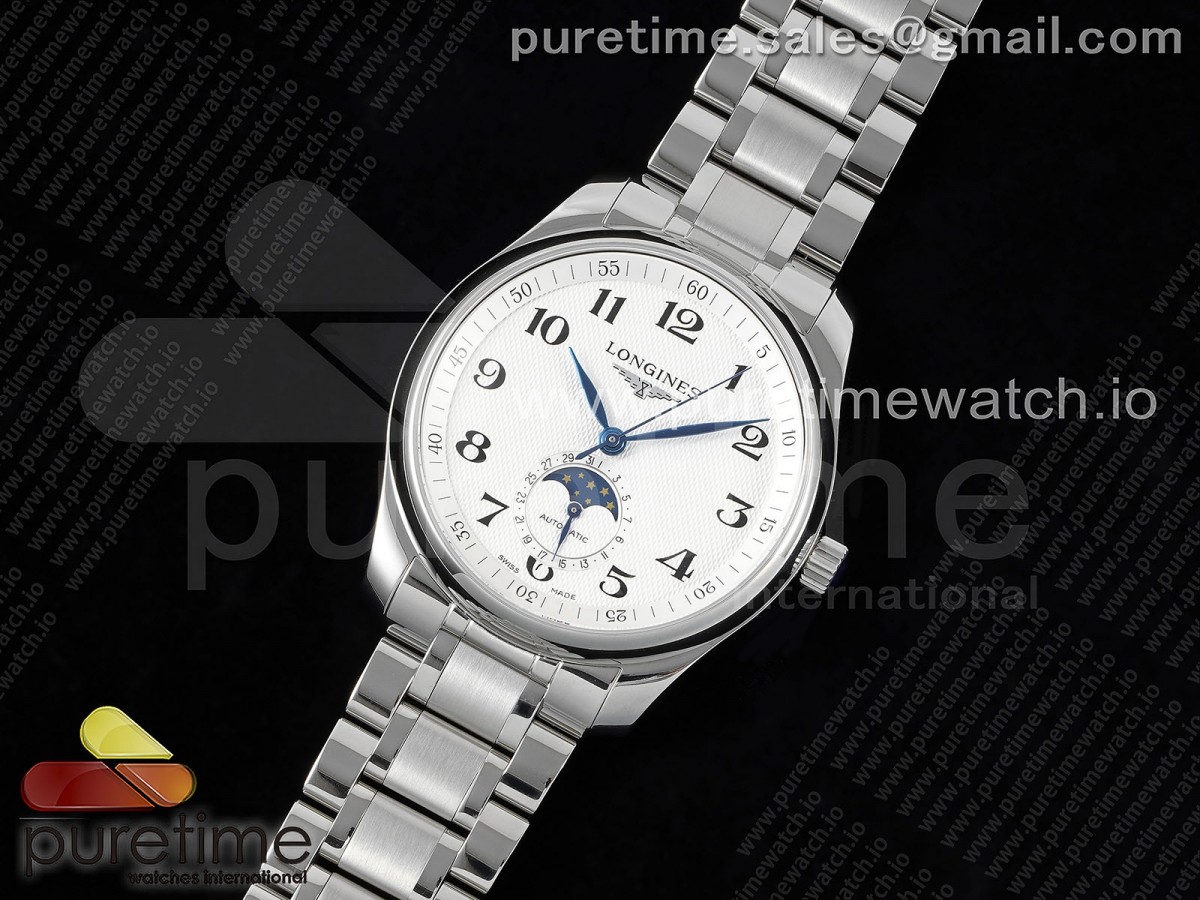 APS공장 론진 마스터 문페이즈 화이트넘버다이얼 브슬 / Master Moonphase SS APSF 11 Best Edition White Numeral Dial on SS Bracelet AL899