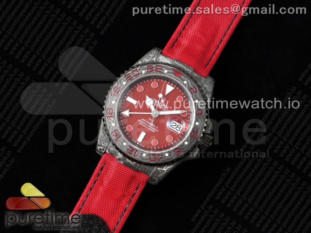 OM공장 롤렉스 GMT DIW 카본 레드베젤 레드나일론 / GMT DIW Carbon OMF Best Edition Red Dial on Red Nylon Strap SA3186 CHS