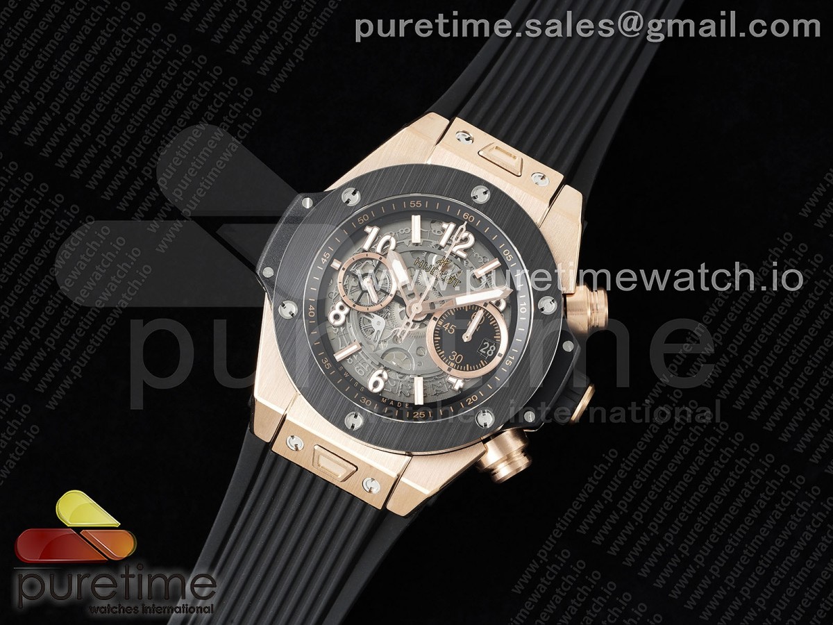 ZF공장 위블로 빅뱅 유니코 로즈골드 세라믹 스켈레톤다이얼 러버 / Hublot Big Bang Unico RG Ceramic ZF 11 Best Edition Skeleton Dial on Black Rubber Strap A1280