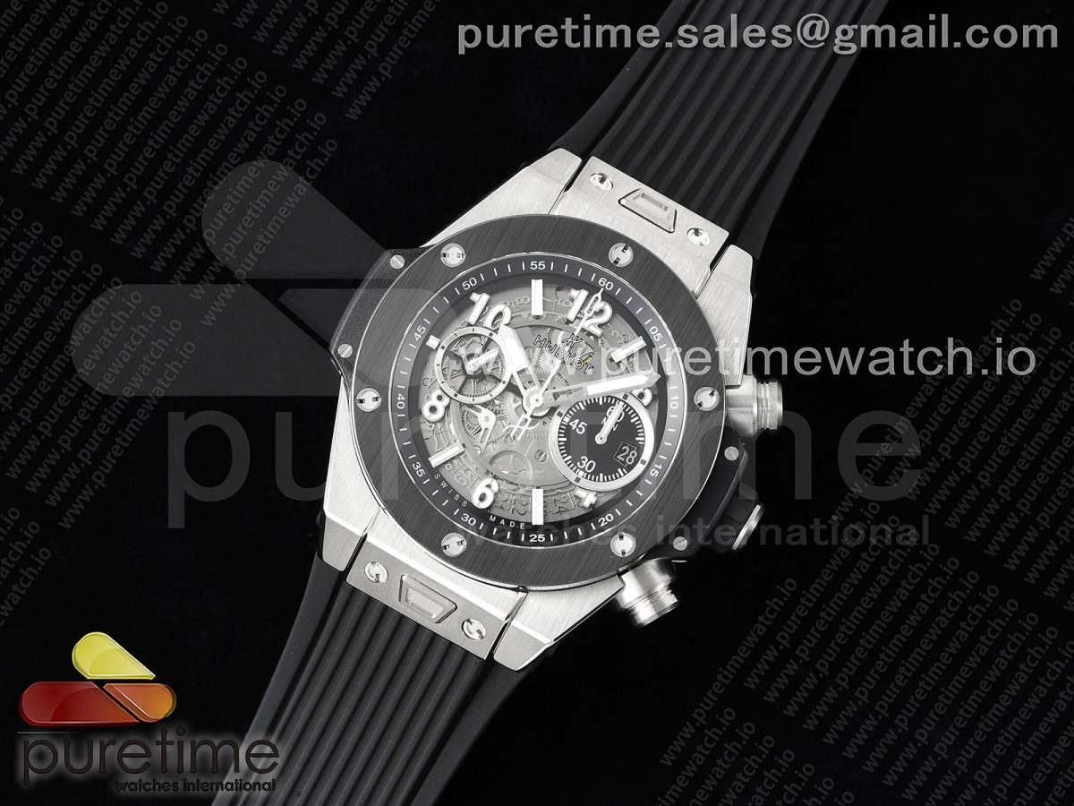 ZF공장 위블로 빅뱅 유니코 세라믹 스켈레톤다이얼 러버 / Hublot Big Bang Unico Titanium Ceramic ZF 11 Best Edition Skeleton Dial on Black Rubber Strap A1280