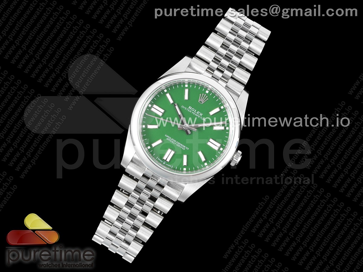 EW공장 롤렉스 오이스터퍼페츄얼 41MM 그린다이얼 쥬빌레 (인덱스틀어짐 교환X)  / Oyster Perpetual 41mm 124300 EWF Best Edition Green Dial on SS Jubilee Bracelet A3230