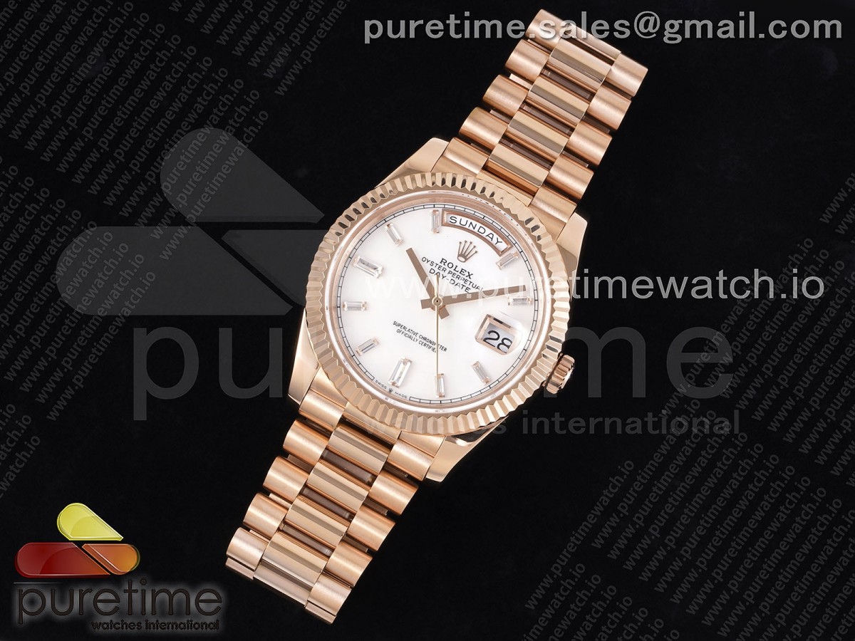 JD공장 롤렉스 데이데이트 화이트 다이아인덱스 40 로즈골드 /Day Date 40 RG 904L Steel JDF 11 Best Edition White Dial on RG Bracelet A2836