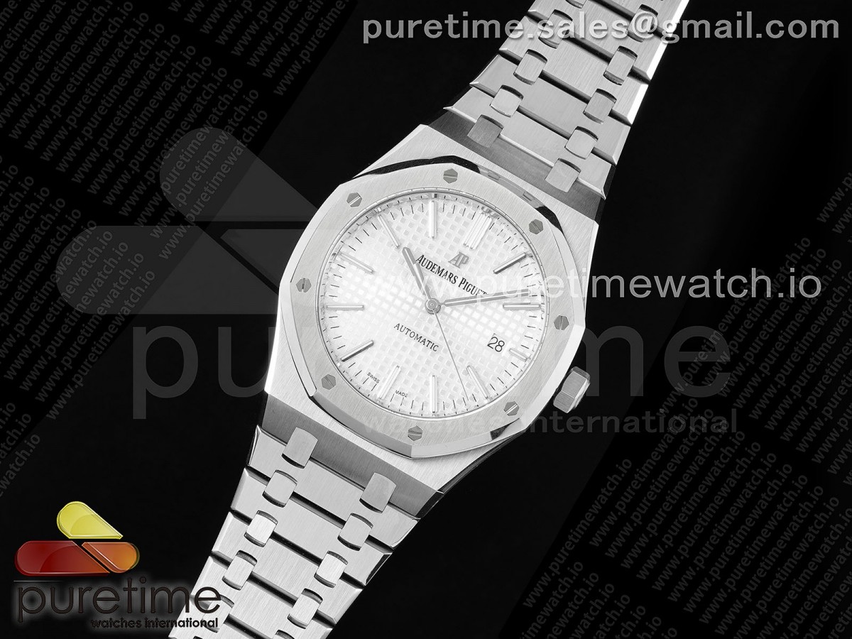 ZF공장 오데마피게 로얄오크 15400 화이트다이얼 브슬 / Royal Oak 41mm 15400 SS ZF 11 Best Edition White Textured Dial on SS Bracelet SA3120 Super Clone