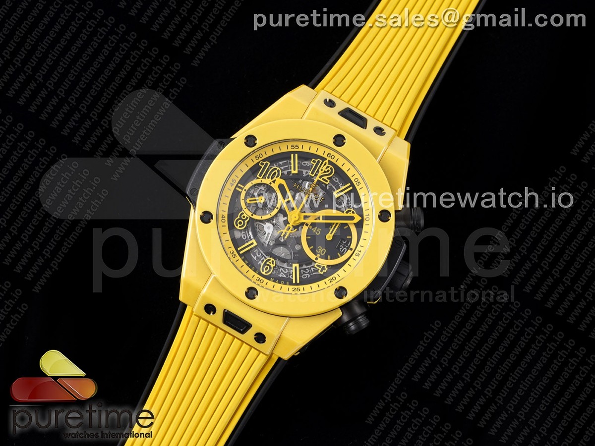 ZF공장 빅뱅 유니코 옐로우세라믹 Big Bang Unico Yellow Magic Ceramic ZF 11 Best Edition Skeleton Dial on Yellow Rubber Strap A1280