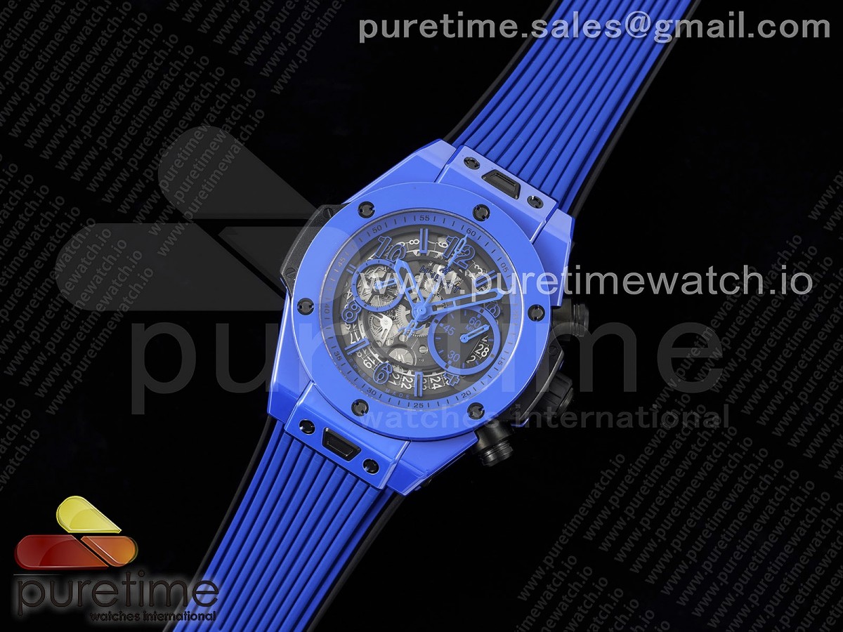 ZF공장 빅뱅 유니코 블루세라믹 Big Bang Unico Blue Magic Ceramic ZF 11 Best Edition Skeleton Dial on Blue Rubber Strap A1280