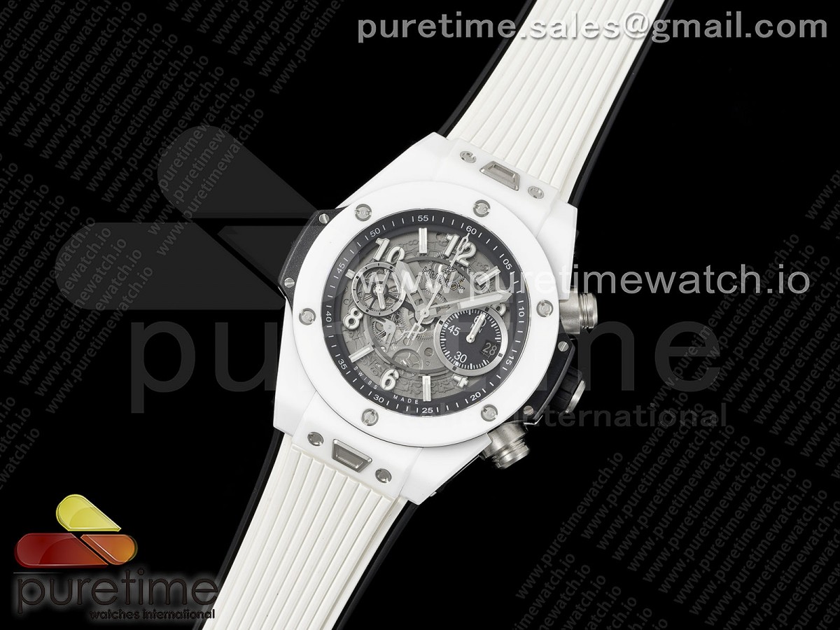 ZF공장 빅뱅 유니코 화이트세라믹 Big Bang Unico White Ceramic ZF 11 Best Edition Skeleton Dial on White Rubber Strap A1280