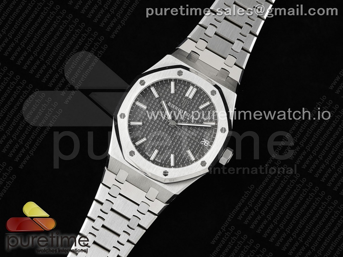 APS공장 로얄오크 41MM 15500 그레이Royal Oak 41mm 15500 SS APSF 11 Best Edition Gray Textured Dial on SS Bracelet A4302 Super Clone