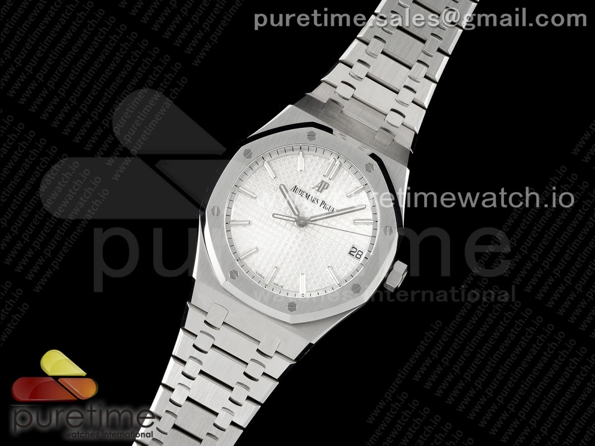 ZF공장 오데마피게 로얄오크 15500/41미리 최신Royal Oak 41mm 15500 SS ZF 11 Best Edition White Textured Dial on SS Bracelet A4302 Super Clone