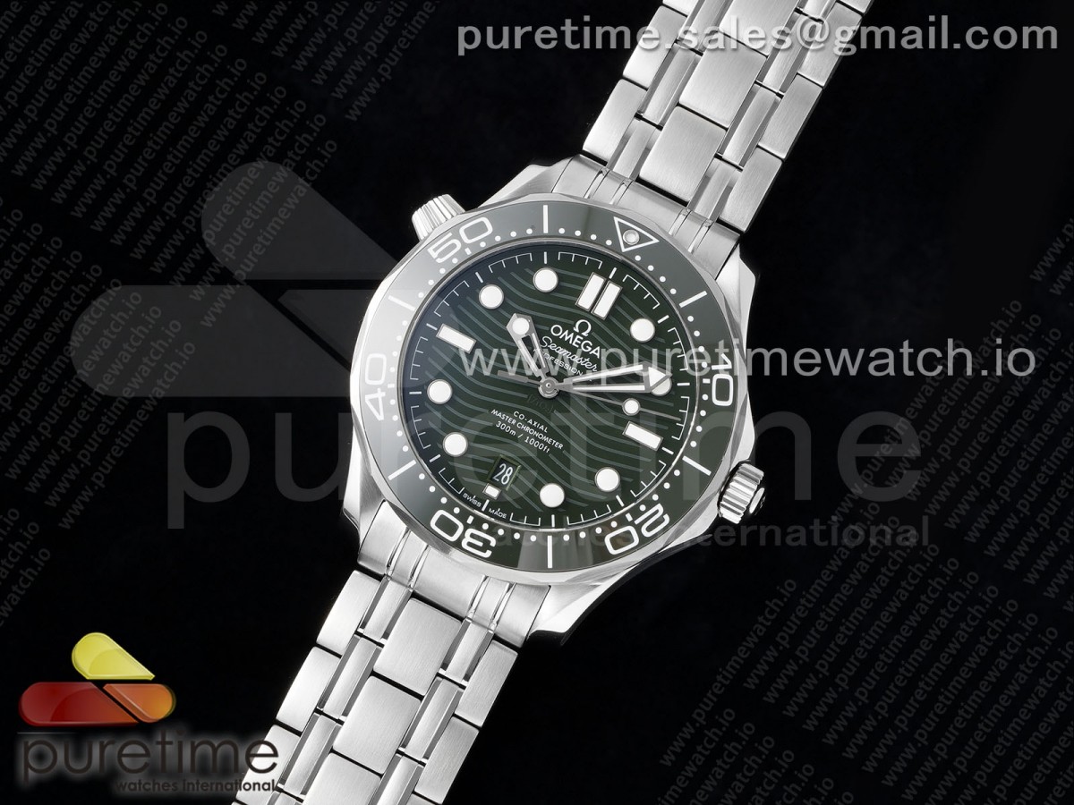 VS공장 오메가 씨마스터 다이버 300M 스틸 그린다이얼 브레이슬릿Seamaster Diver 300M VSF 11 Best Edition Green Ceramic Green Dial on SS Bracelet A8800 V2