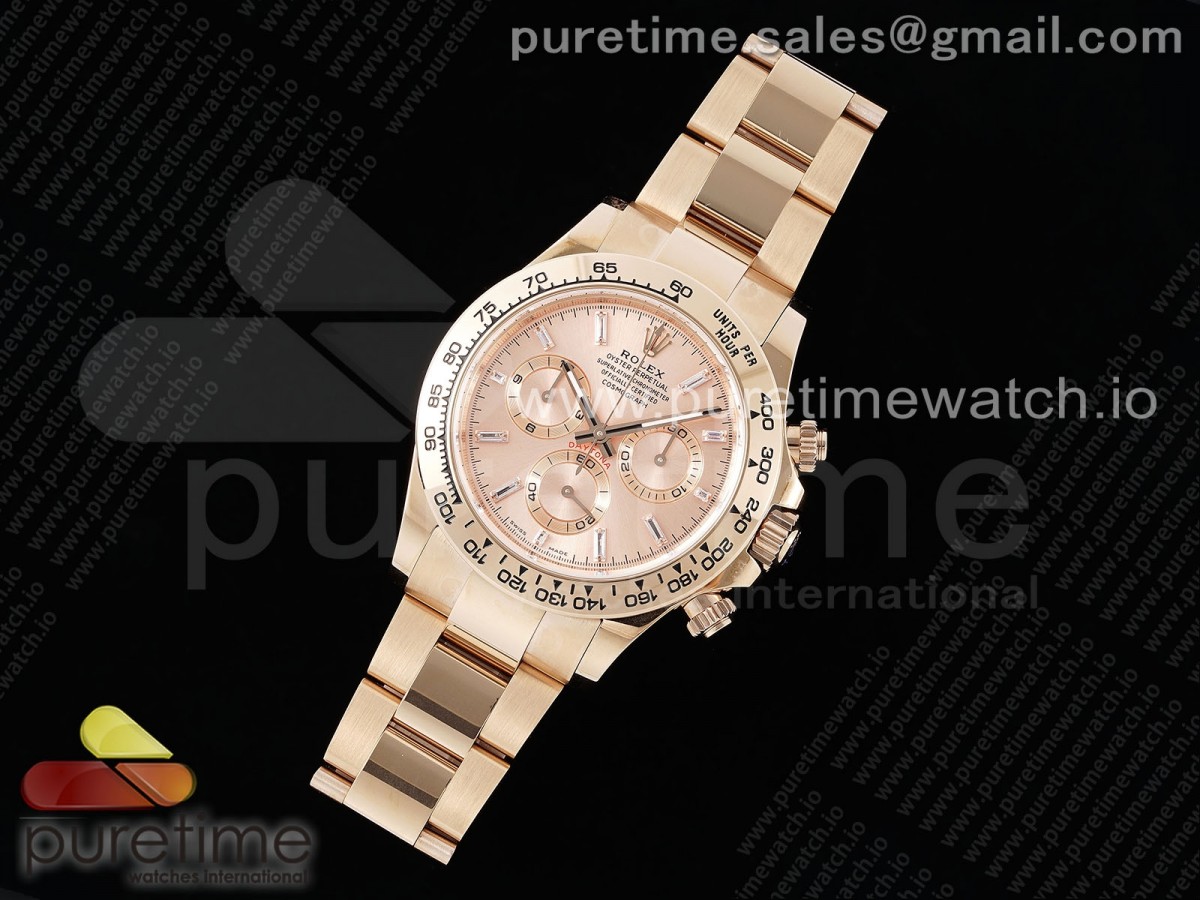 BT공장 롤렉스 데이토나 로즈골드 로골 바게뜨 다이얼 Daytona 116505 BTF 11 Best Edition RG Crystal Dial on RG Bracelet SA4130