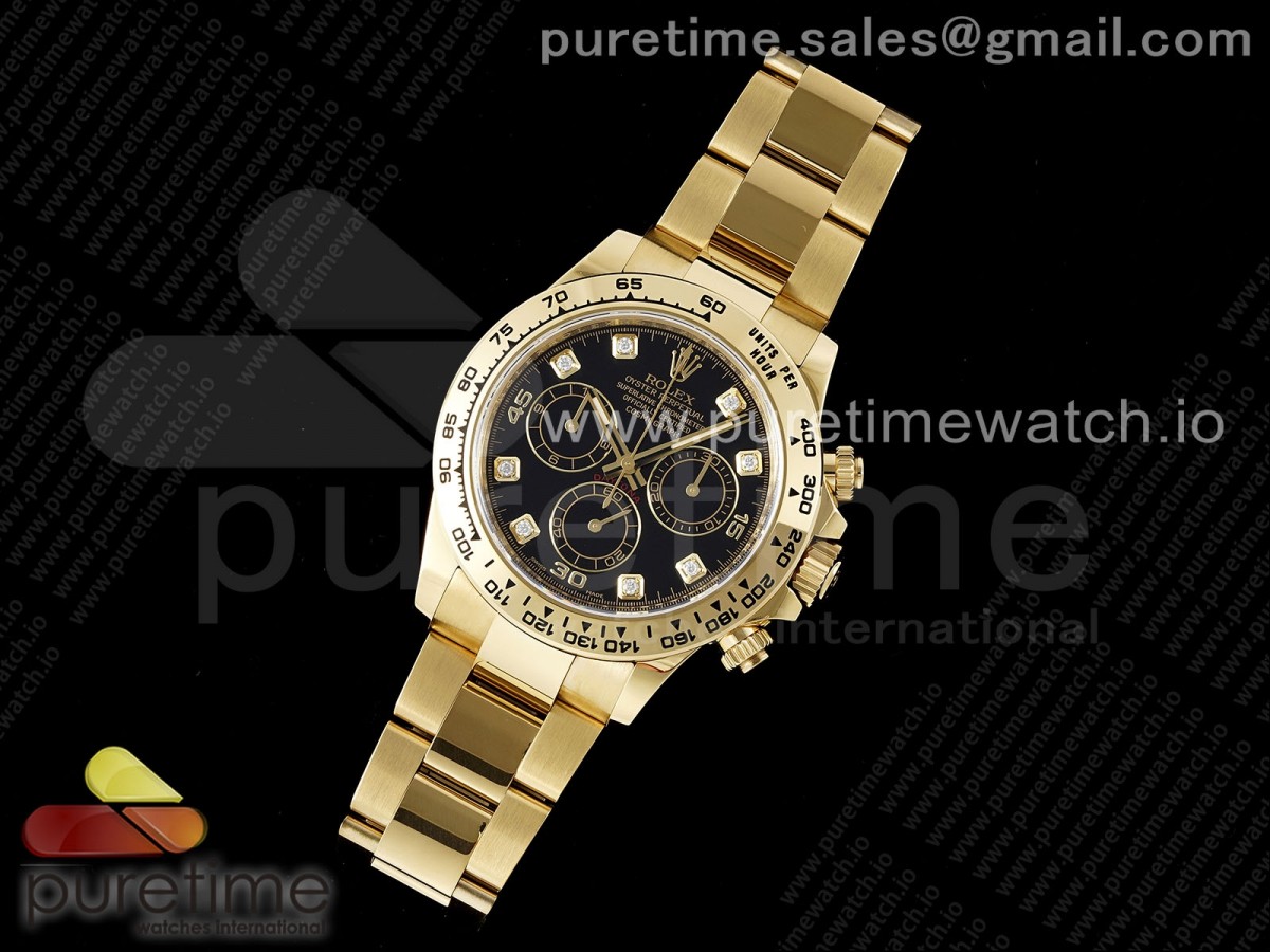 클린공장 롤렉스 데이토나 옐로우골드금통 블랙8포인트 다이얼 Daytona 116508 Clean 11 Best Edition Black Diamonds Dial on YG Bracelet SA4130 V2