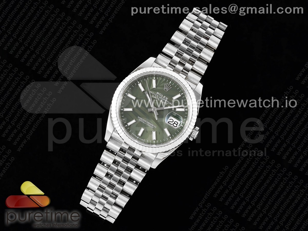 VS공장 롤렉스 데이저스트 36 그린팜다이얼 플루티드베젤 쥬빌레브레이슬릿/DateJust 36 SS 116234 VSF 11 Best Edition 904L Steel Green Leaf Dial on Jubilee Bracelet VS3235